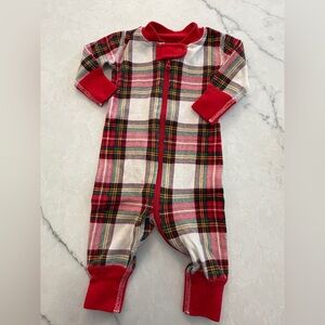 Hanna Andersson Red & White Plaid Zipper Footie